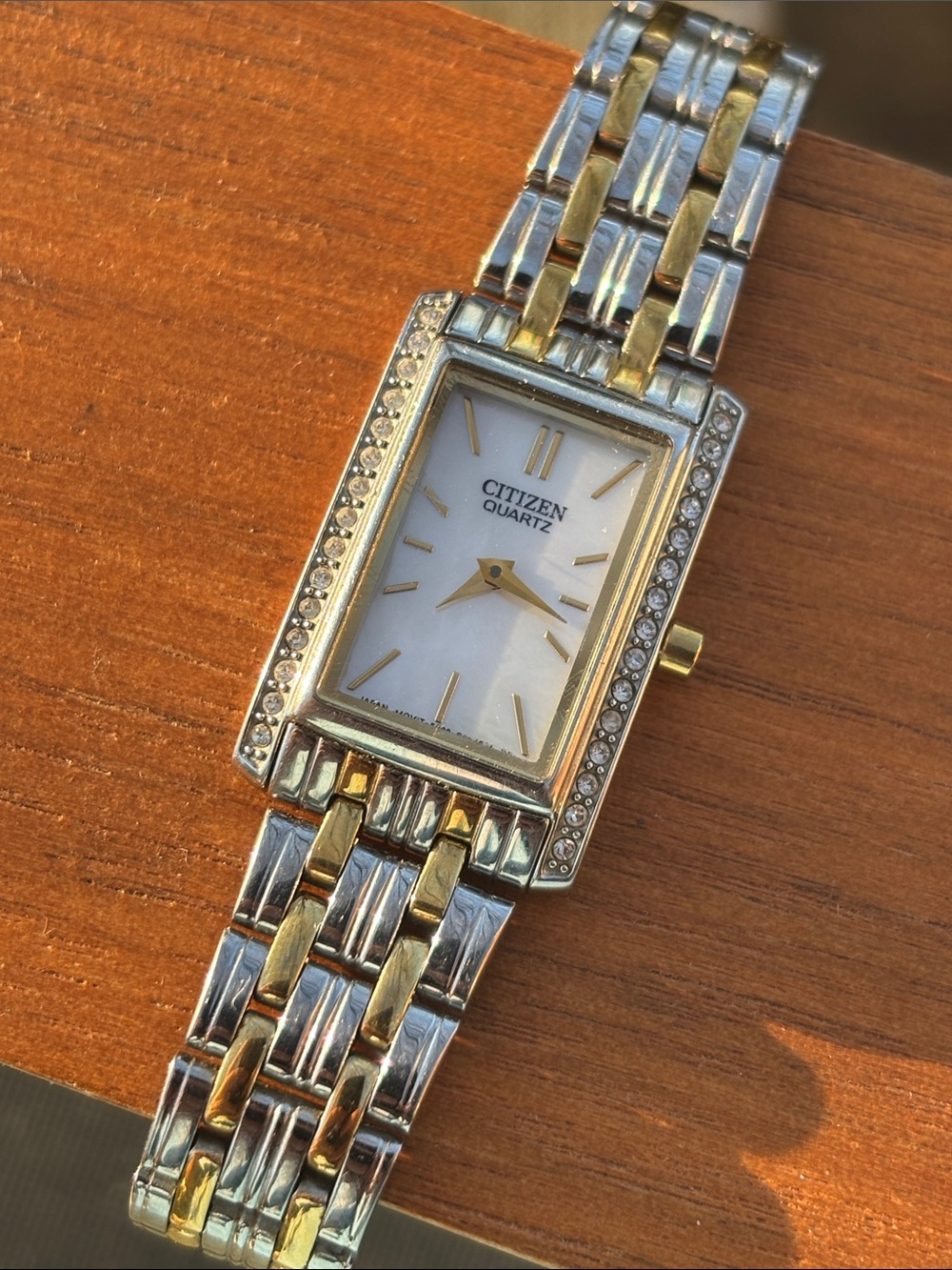Citizen Two-Tone Silver and Gold Crystal-Trim Women's Bracelet Watch